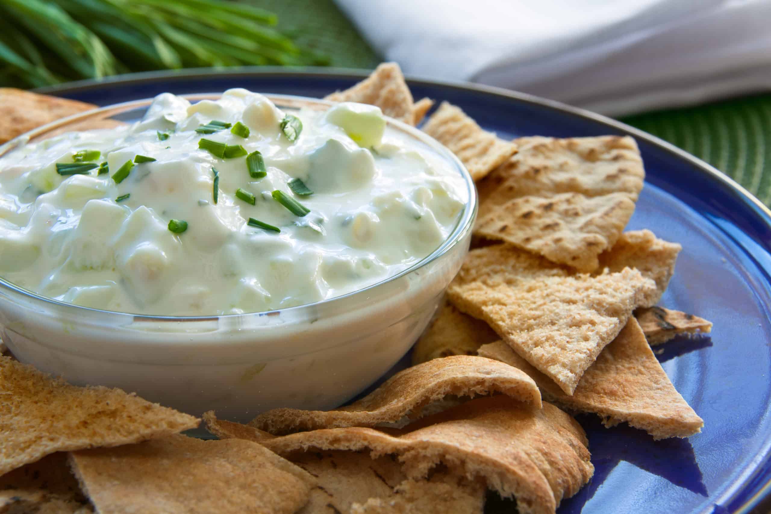Greek Cucumber Dip with Pita Triangles Guiding Stars
