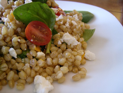 Wheat Berry Salad with Spinach, Orange and Almond