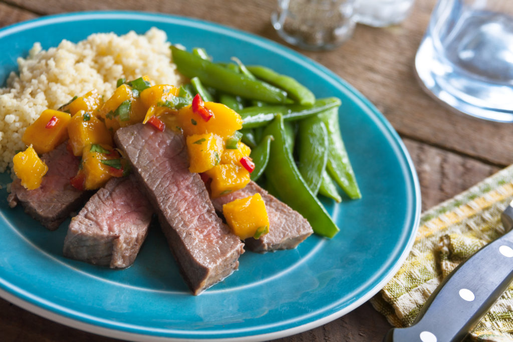 Grilled Steak with Spicy Mango Salsa