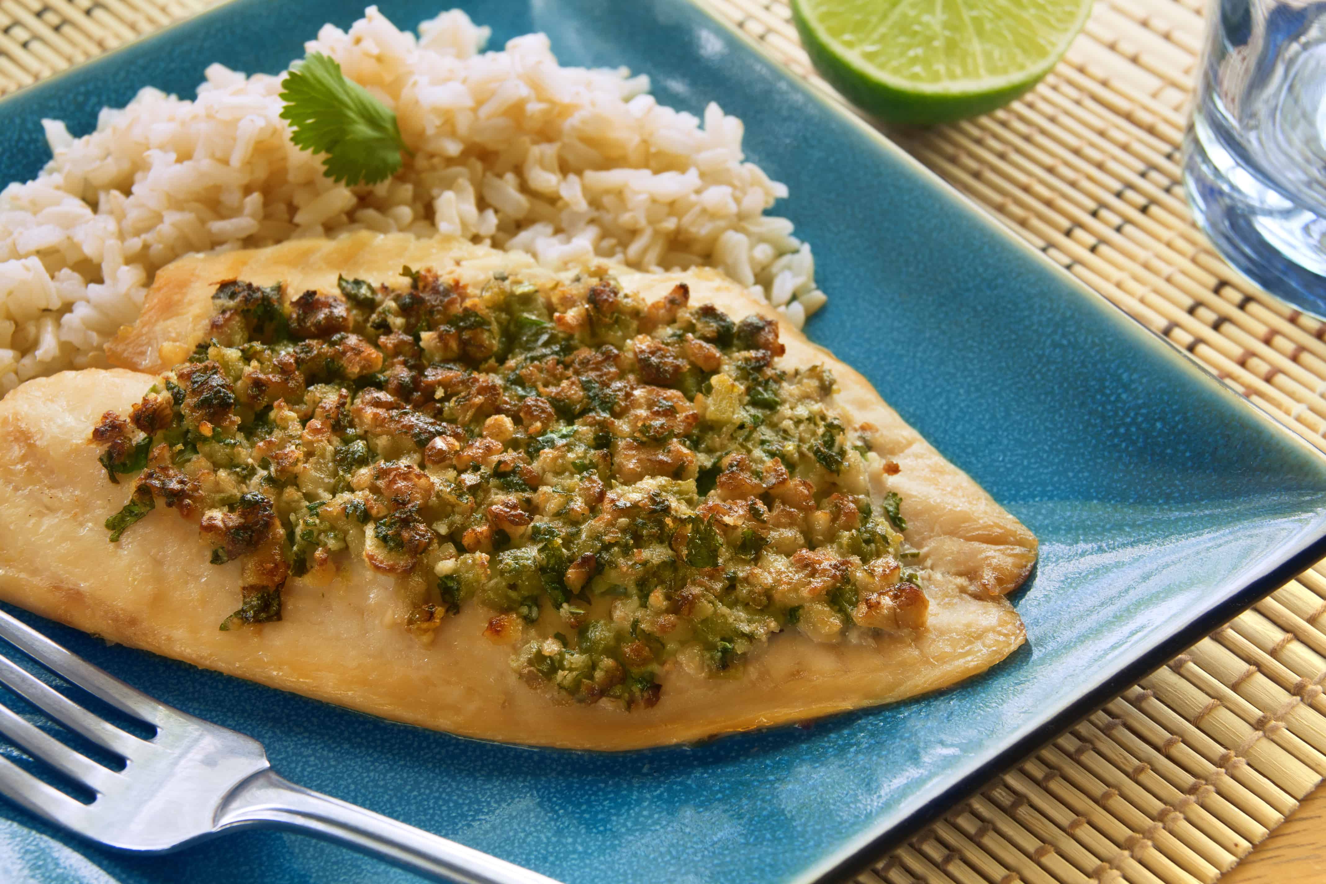 Halibut with Cilantro Pesto - Guiding Stars