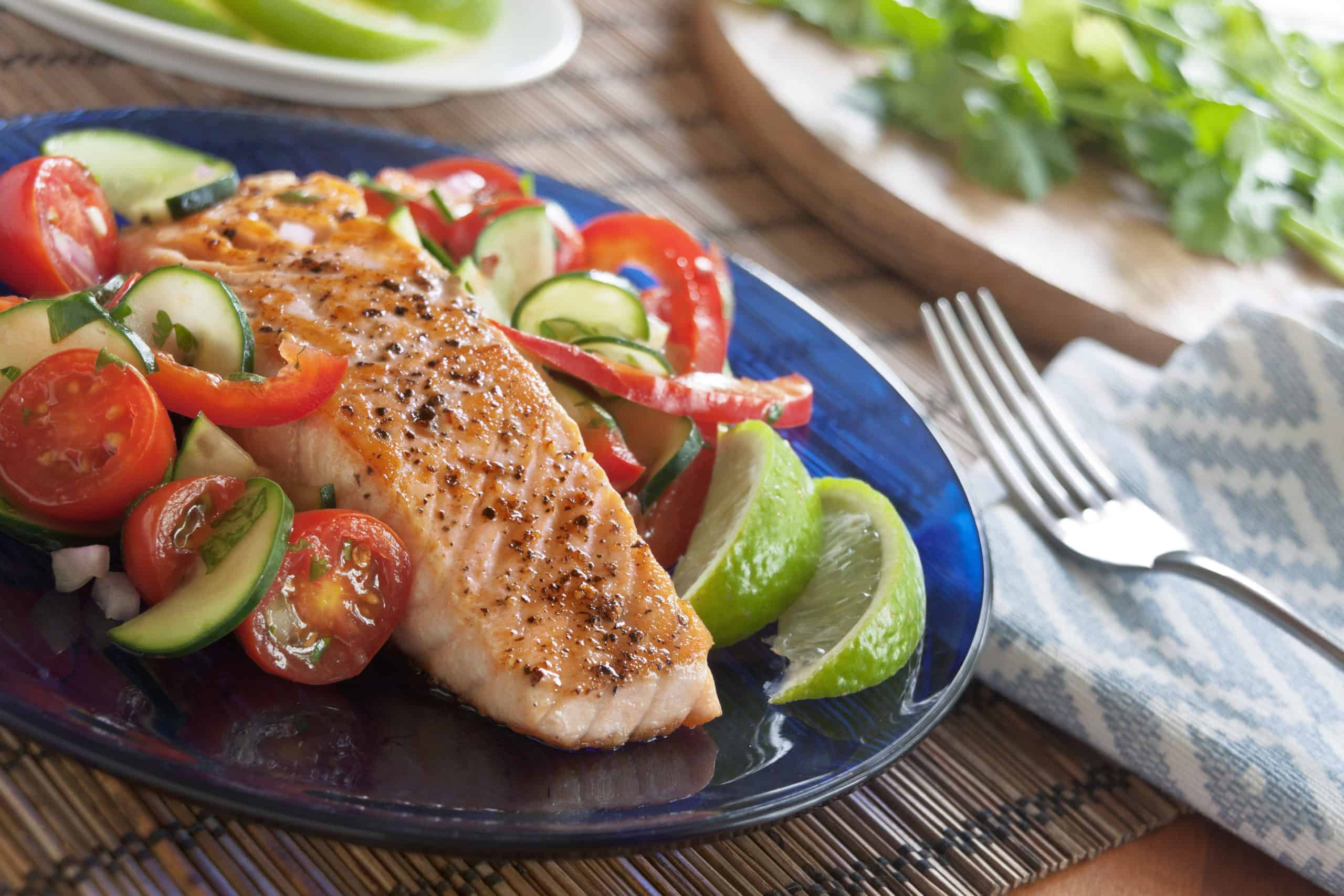Seared Salmon with Cilantro-Cucumber Salsa - Guiding Stars