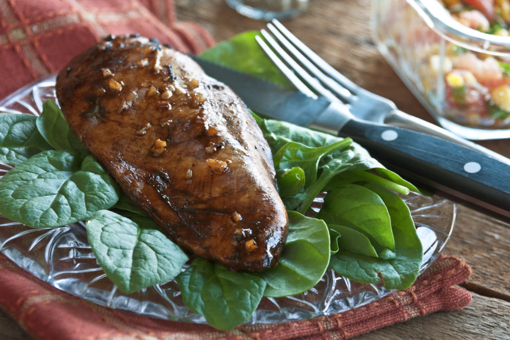 Balsamic Chicken over Spinach