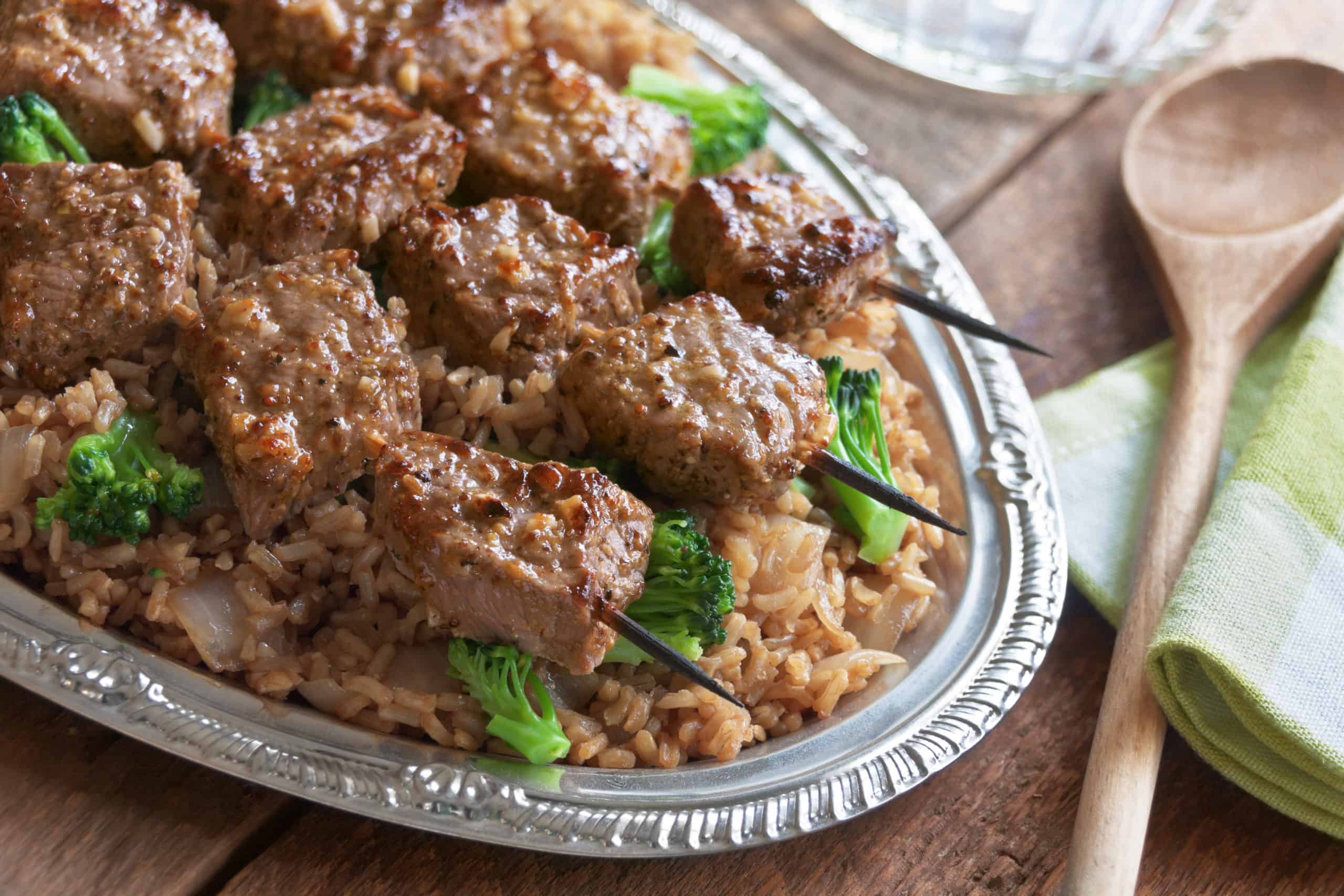 Beef Kebabs with Broccoli Pilaf - Guiding Stars