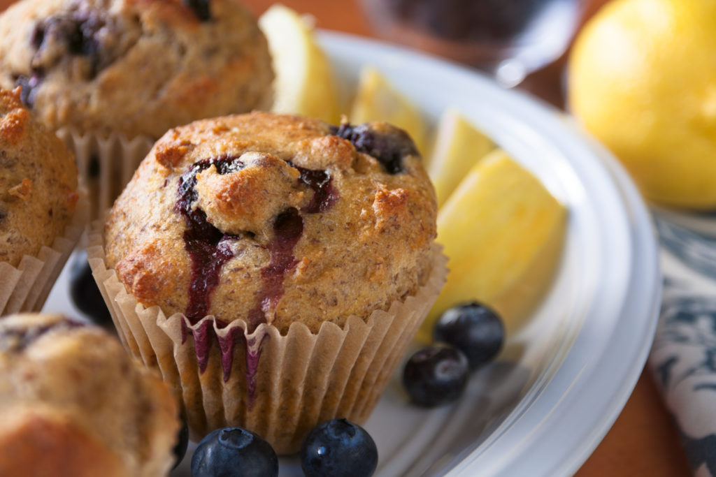 Lemon Blueberry Flax Muffins