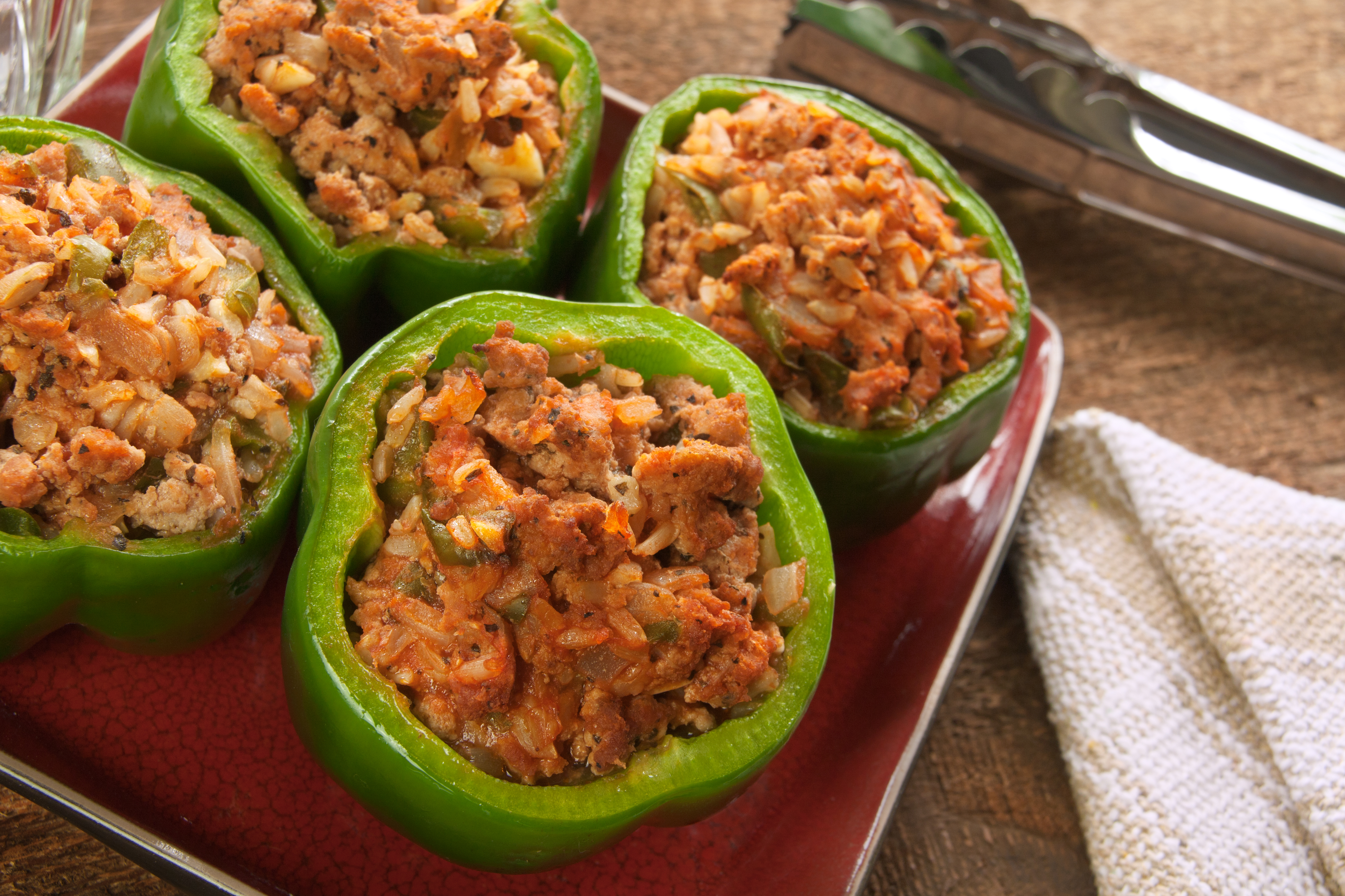 Stuffed peppers can be an awesome way to use up odd leftover proteins and whole grains.