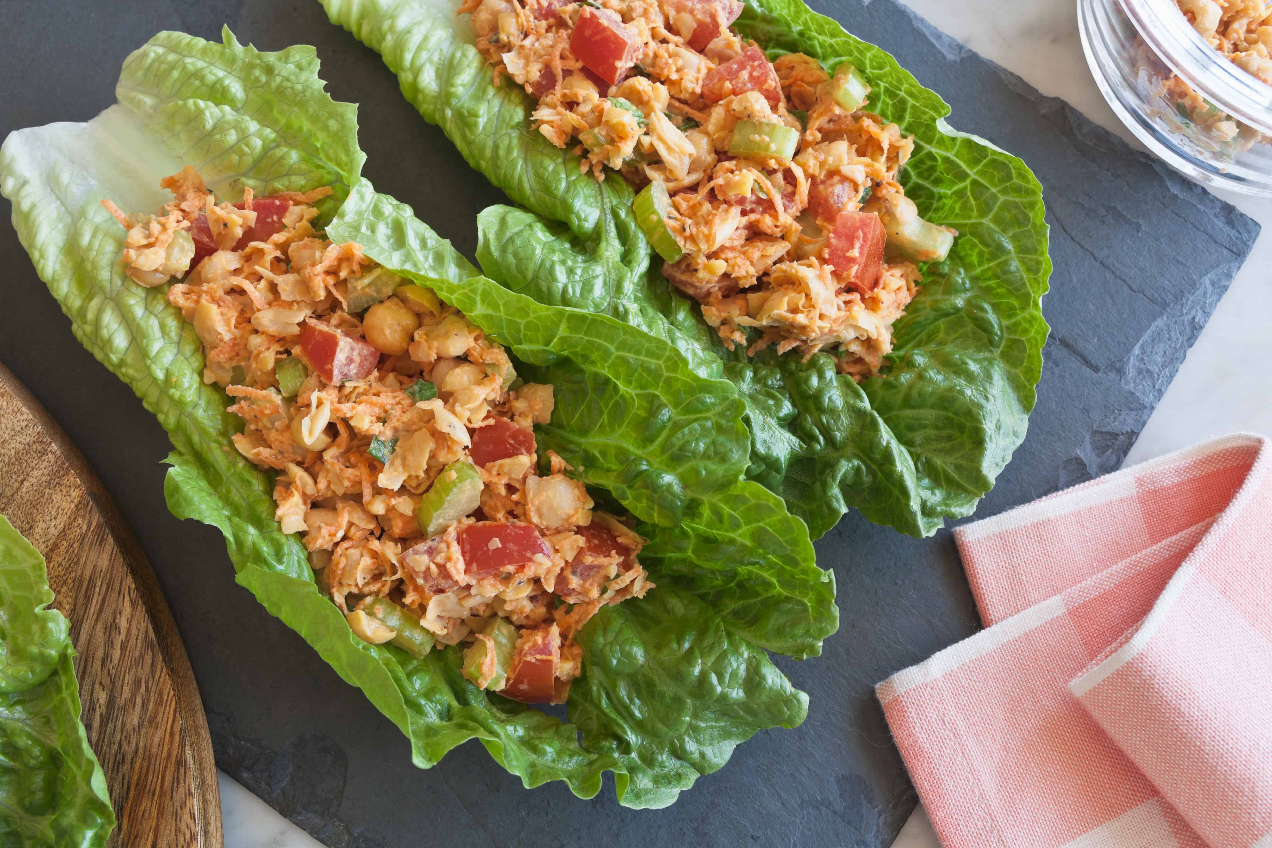 Garbanzo Salad Romaine Wraps Guiding Stars