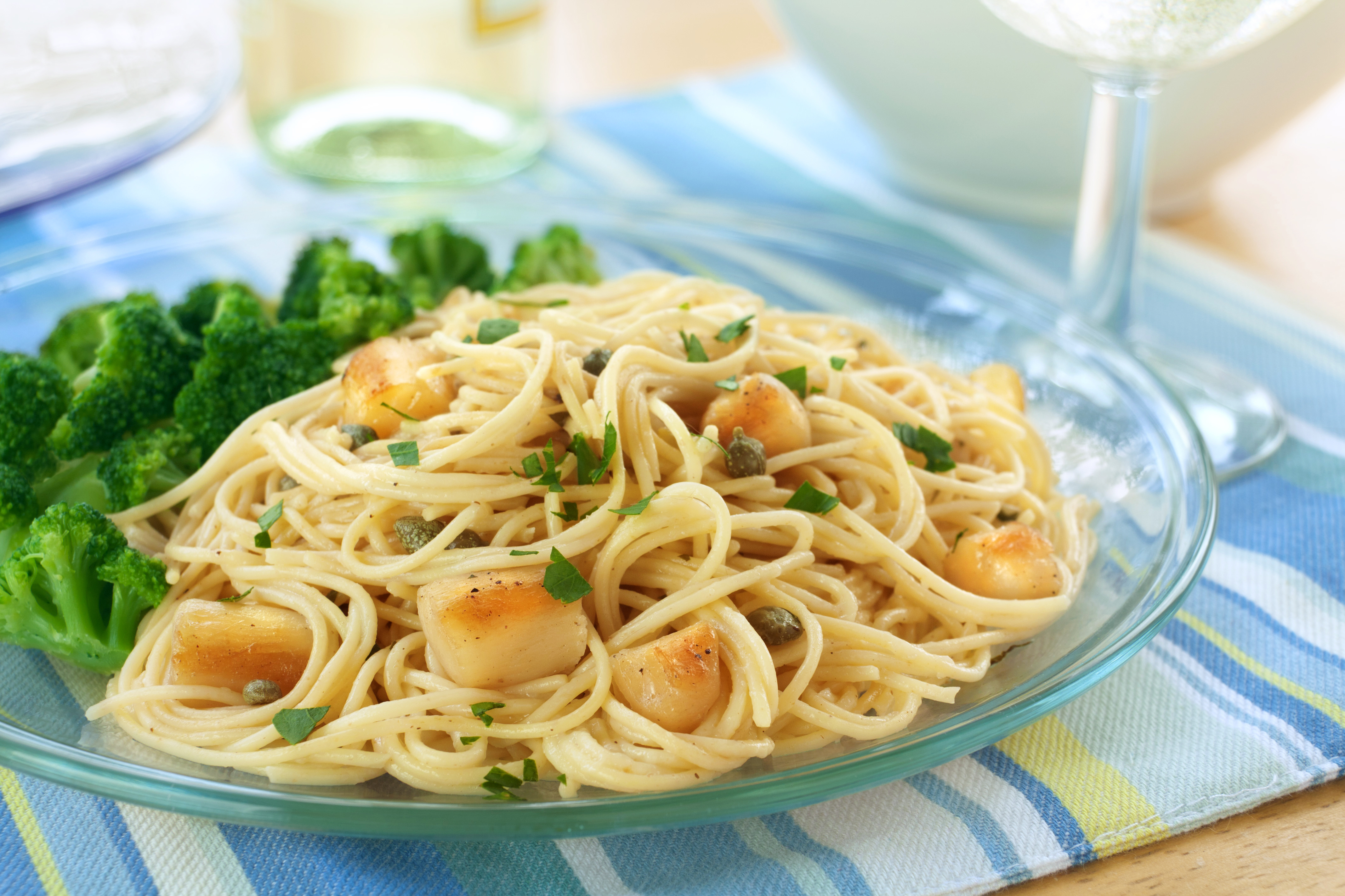 Scallop Piccata on Angel Hair