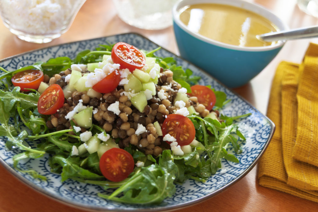 Couscous, Lentil & Arugula Salad with Garlic-Dijon Vinaigrette