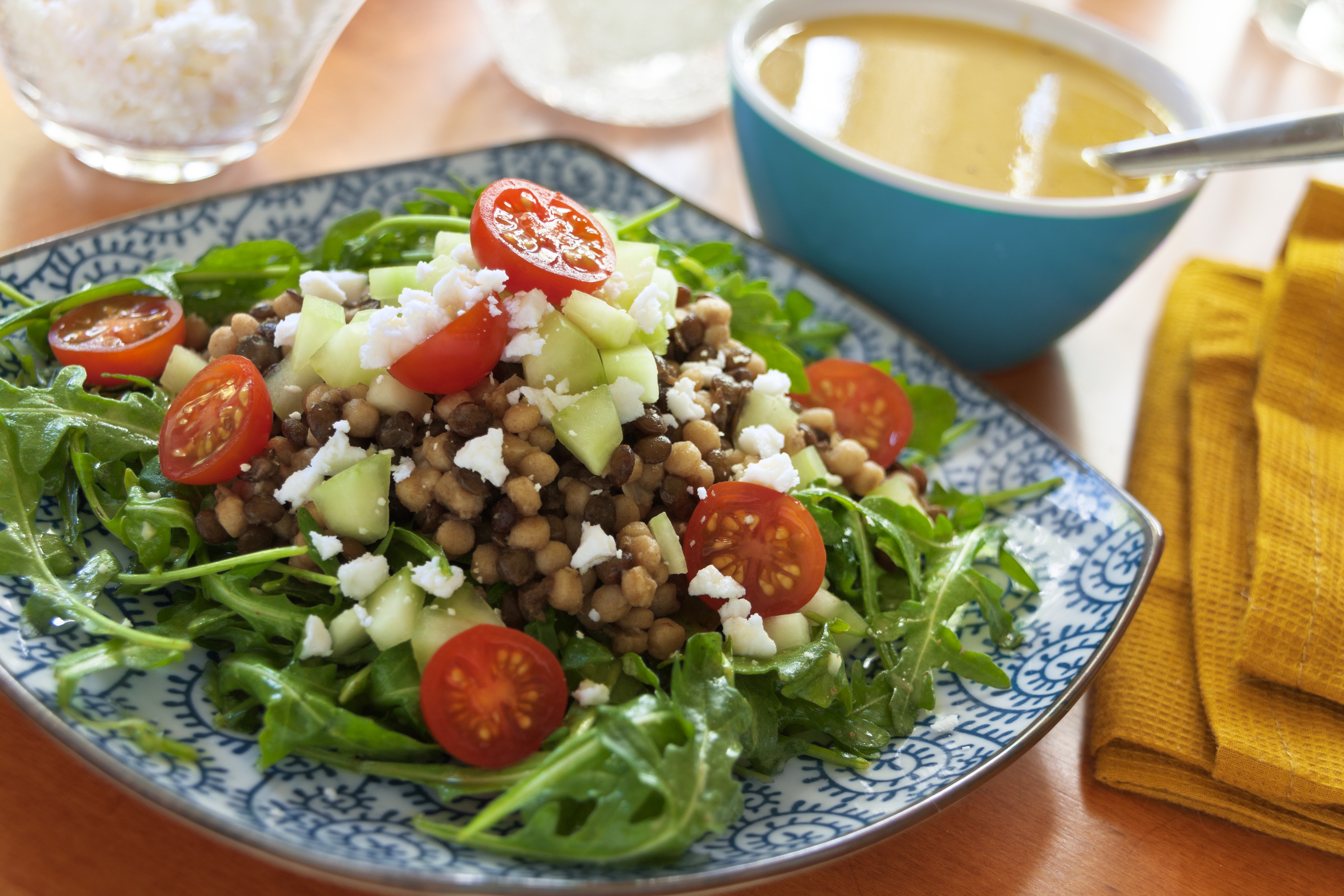 Couscous, Lentil & Arugula Salad with Garlic-Dijon Vinaigrette