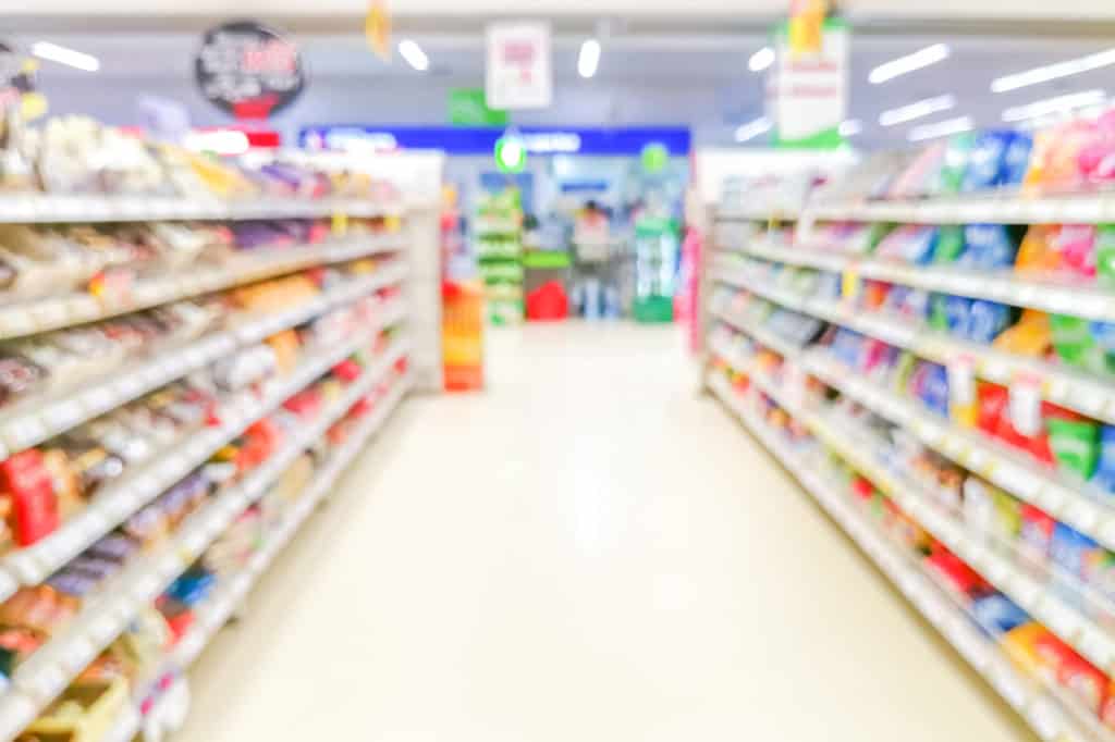 Abstract blurred image of a grocery aisle