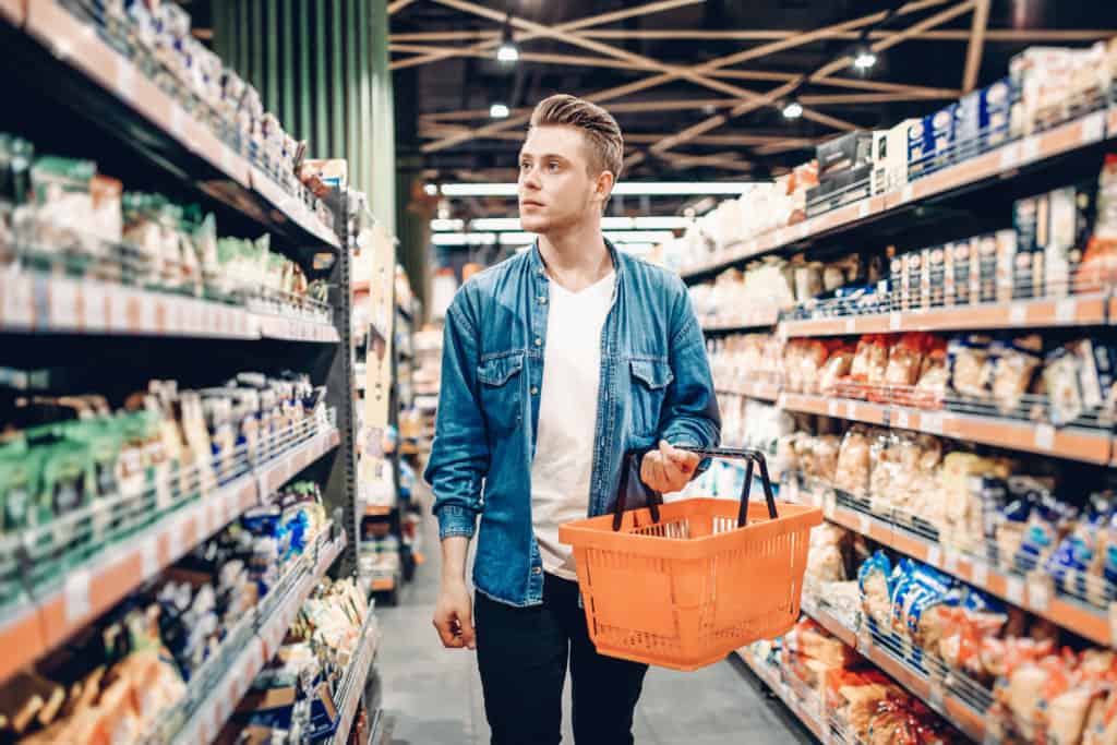Young man in a supermarket