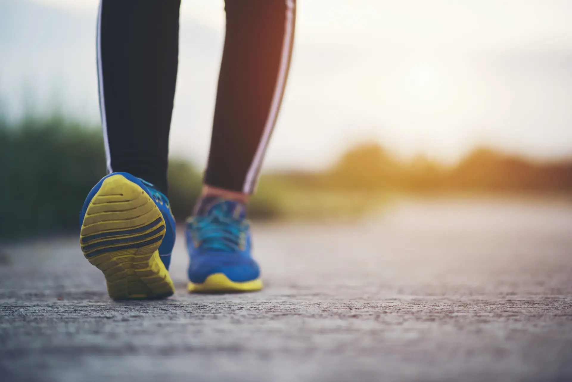 Close up photo of sneakers on a walk