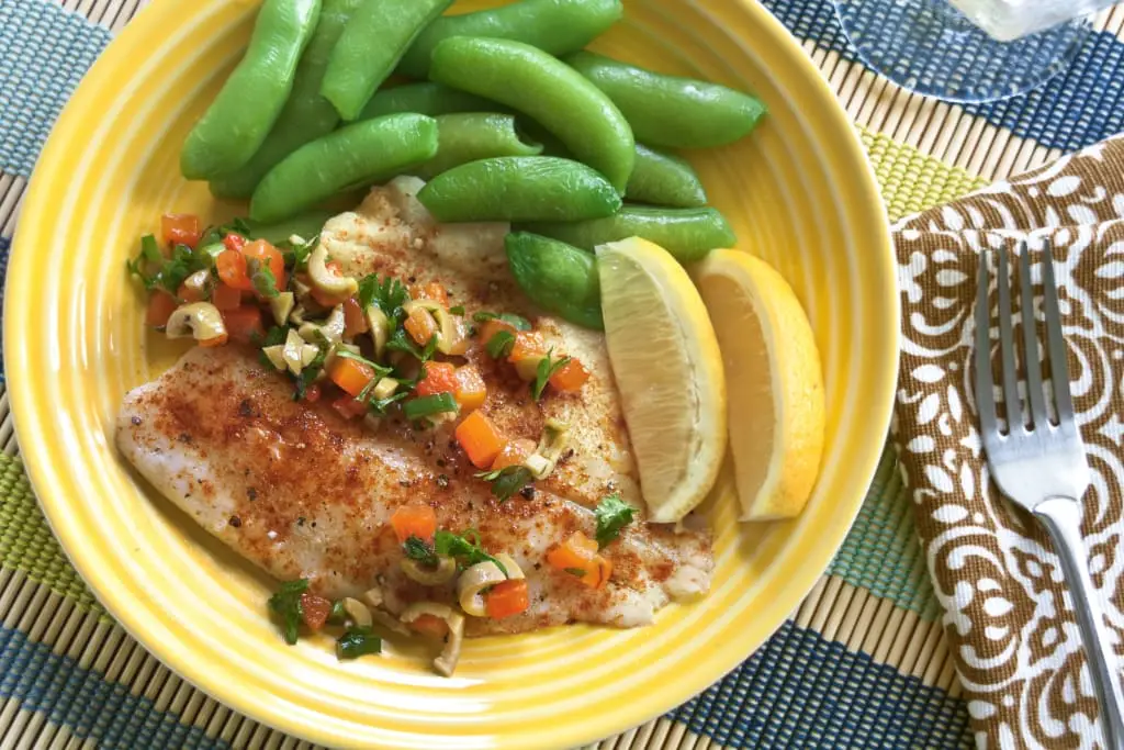 Tilapia With Roasted Red Bell Peppers & Olives
